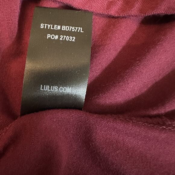 Lulus Twirl Power Dress Swing Womens Sz L Burgundy Stretch Pockets Knee Length - Picture 7 of 10
